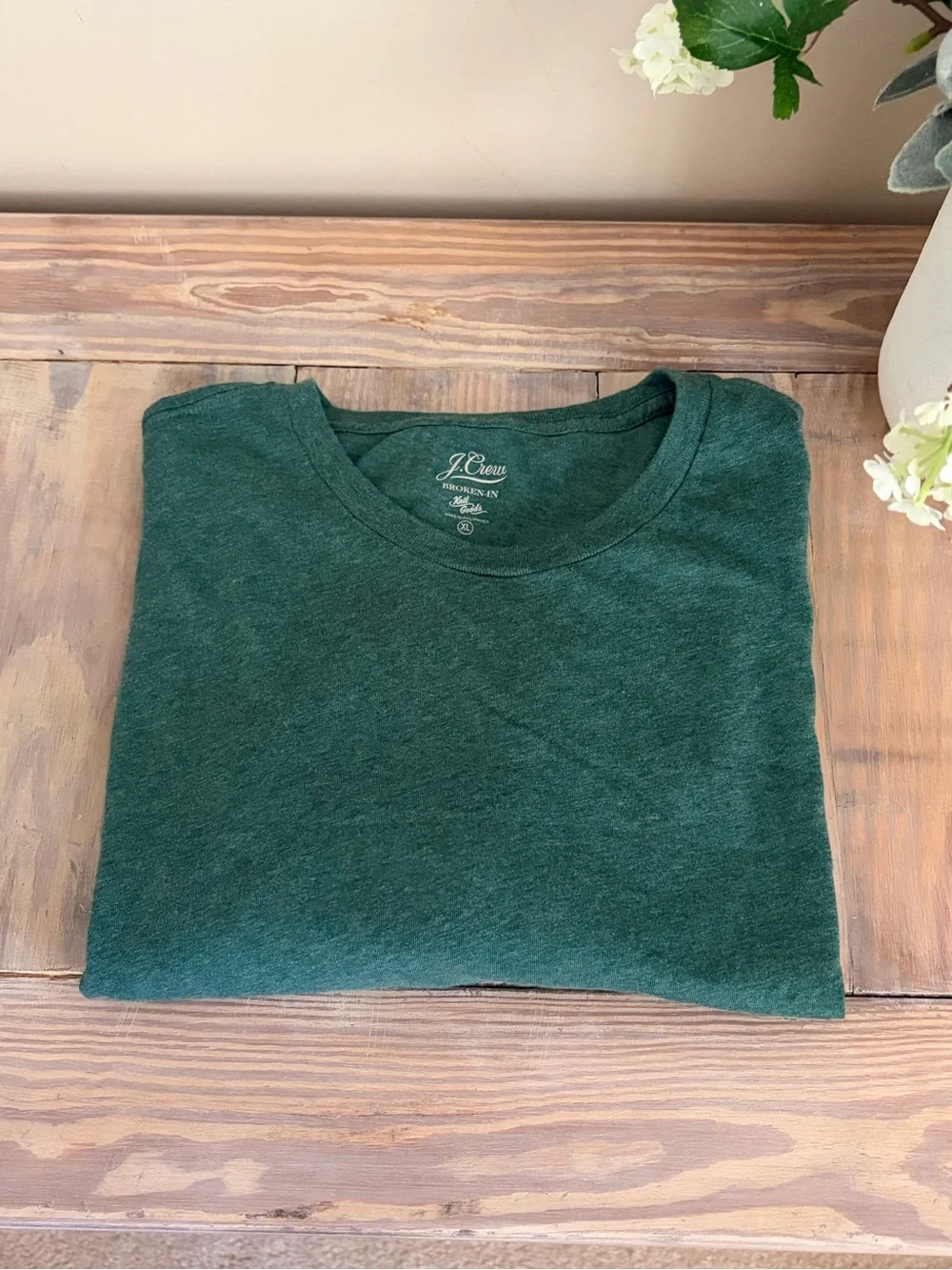 J. Crew Broken In Knit Goods Heathered Green Tee -NWOT